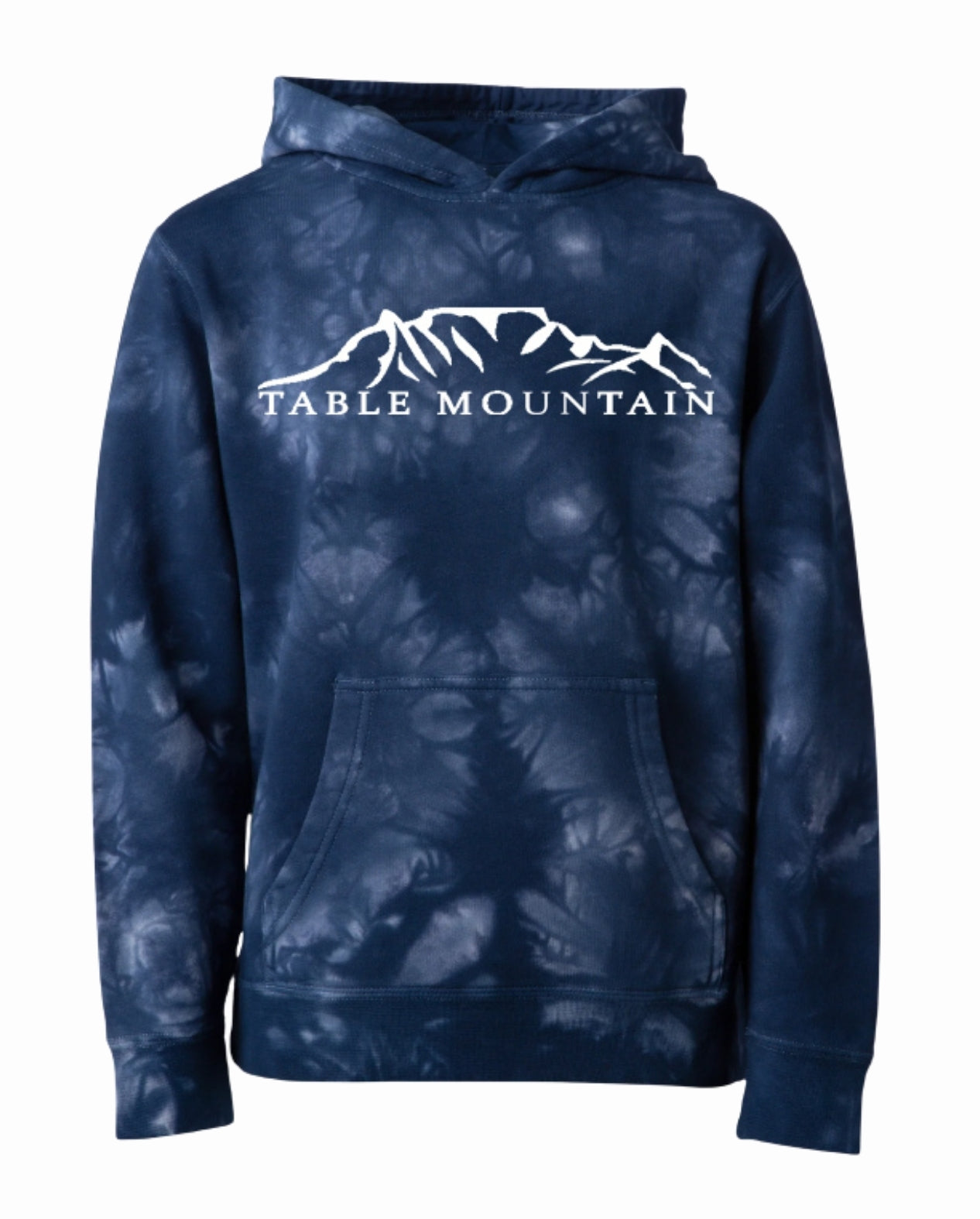 Table Mountain Unisex Hoodie - Navy Tie Dye